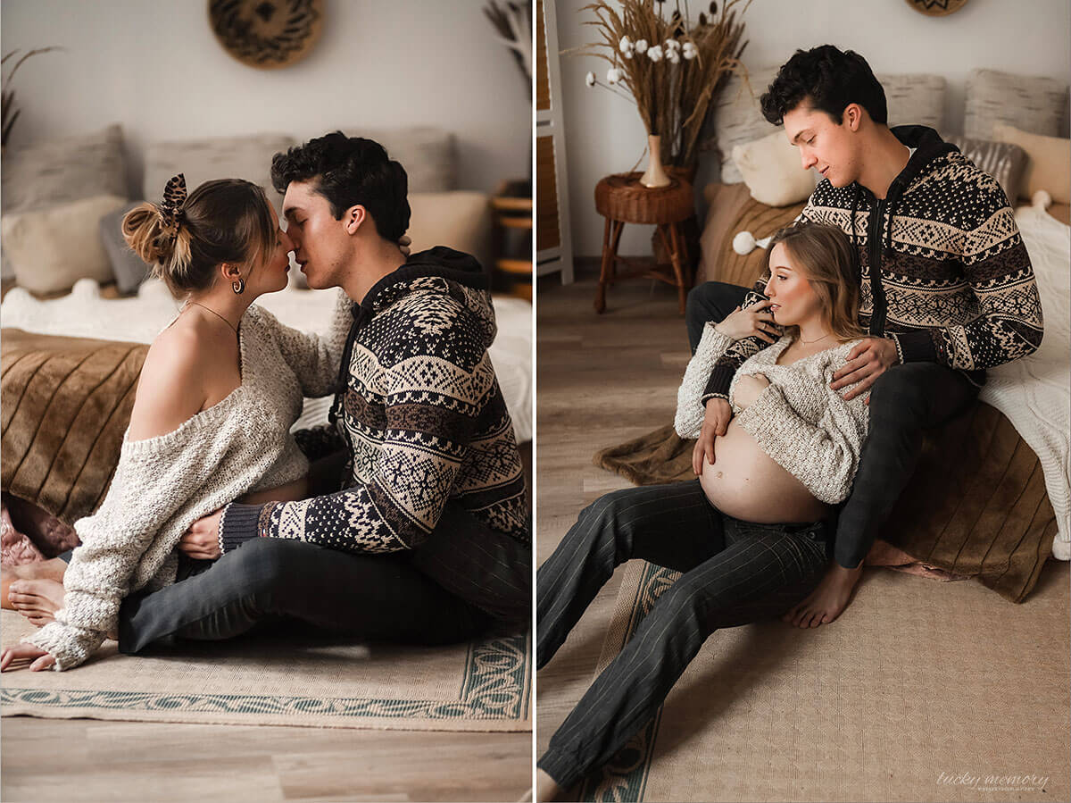 Babybauchfotos im Fotostudio beim Schwangerschaft Shooting