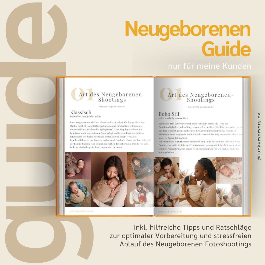 Guide für Neugeborenen Fotoshooting für Vorbereitung zu Baby Shooting
